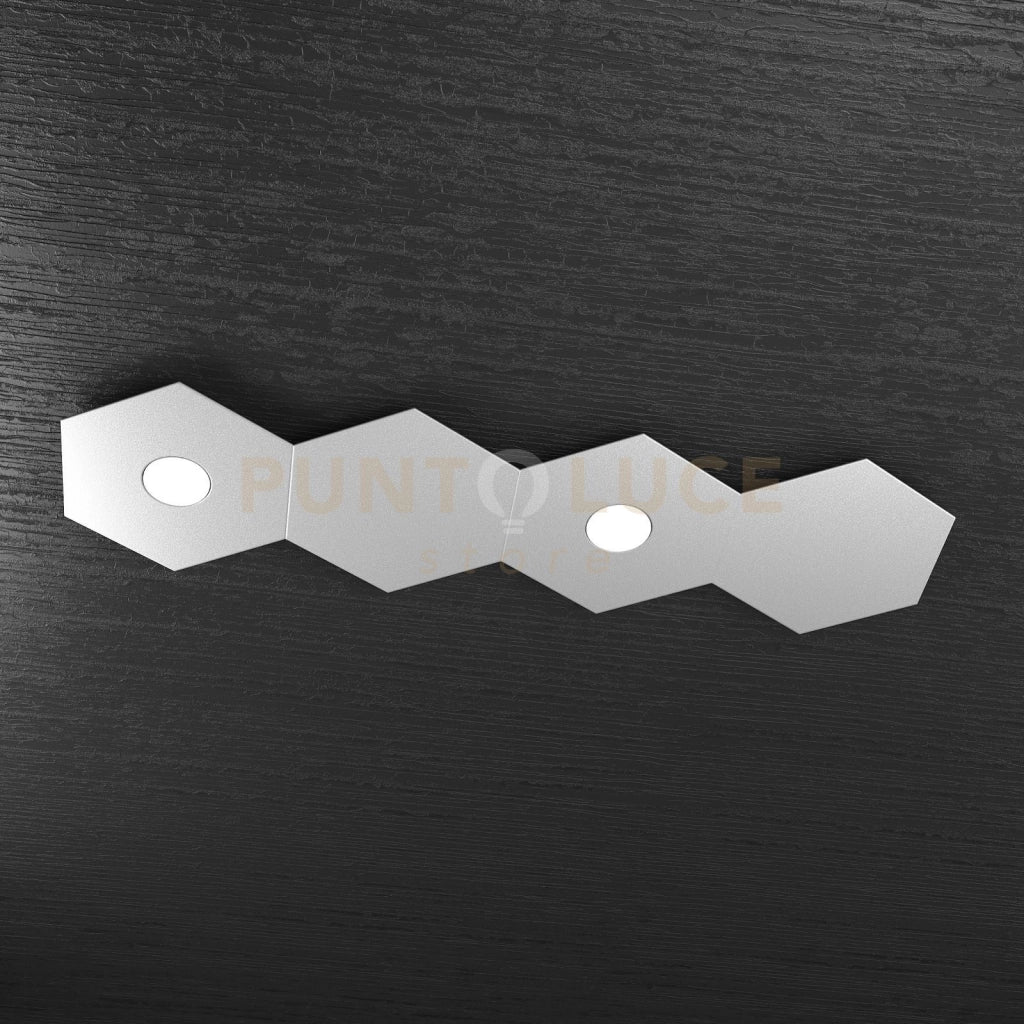 HEXAGON APPLIQUE-PLAFONIERA 2 LUCI + 2 DECORATIVO GRIGIO 1142-2L2D-GR
