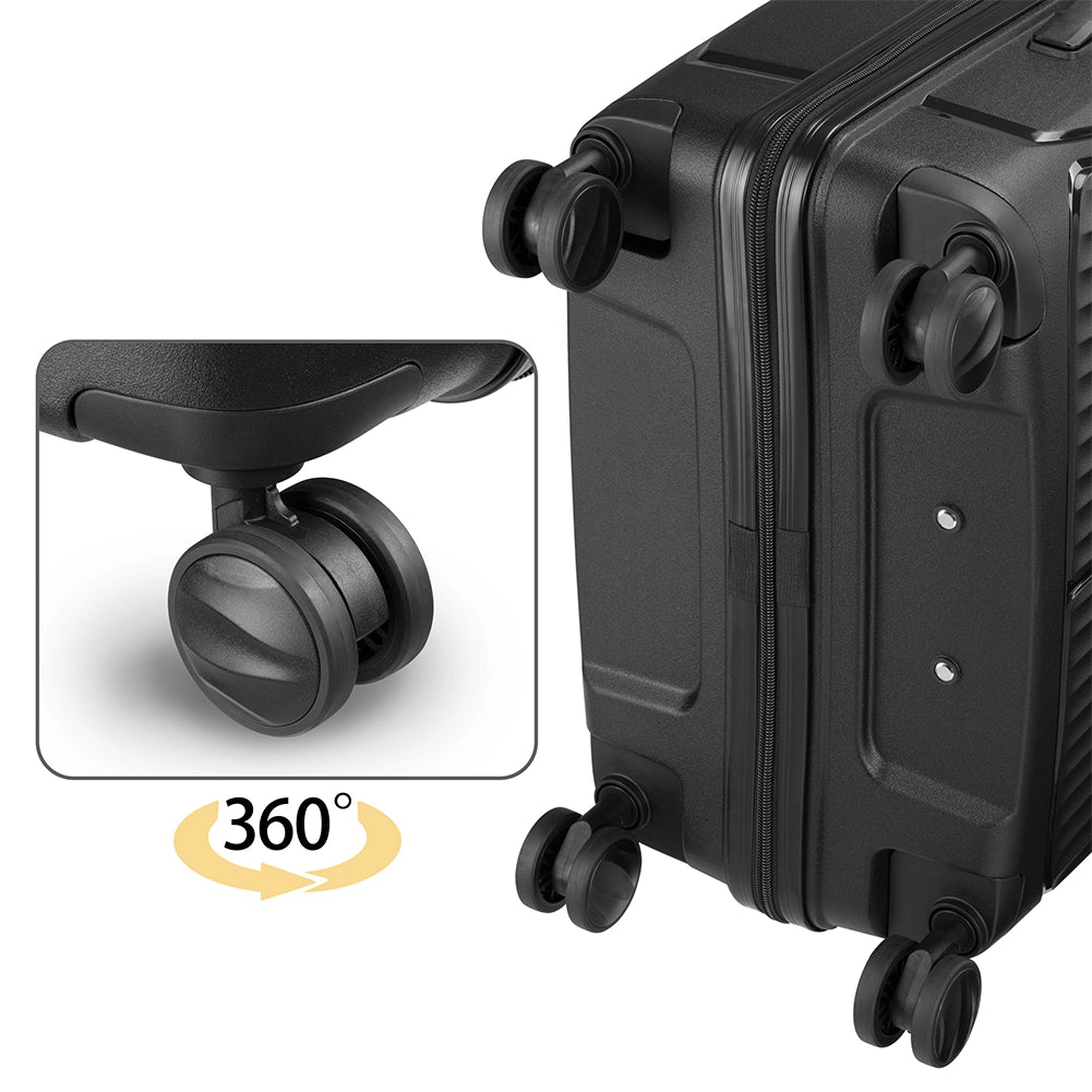 Set 3 Valigie Rigide ABS 90 59 38 Litri con Ruote Easy Roll e Lucchetto Nero
