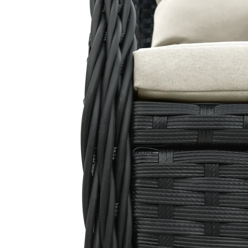 Set da Pranzo da Giardino 9 pz con Cuscini Nero in Polyrattan 3262839