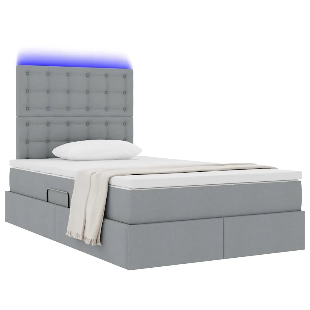Letto con contenitore e LED con led Grigio chiaro 120 x 200 cm