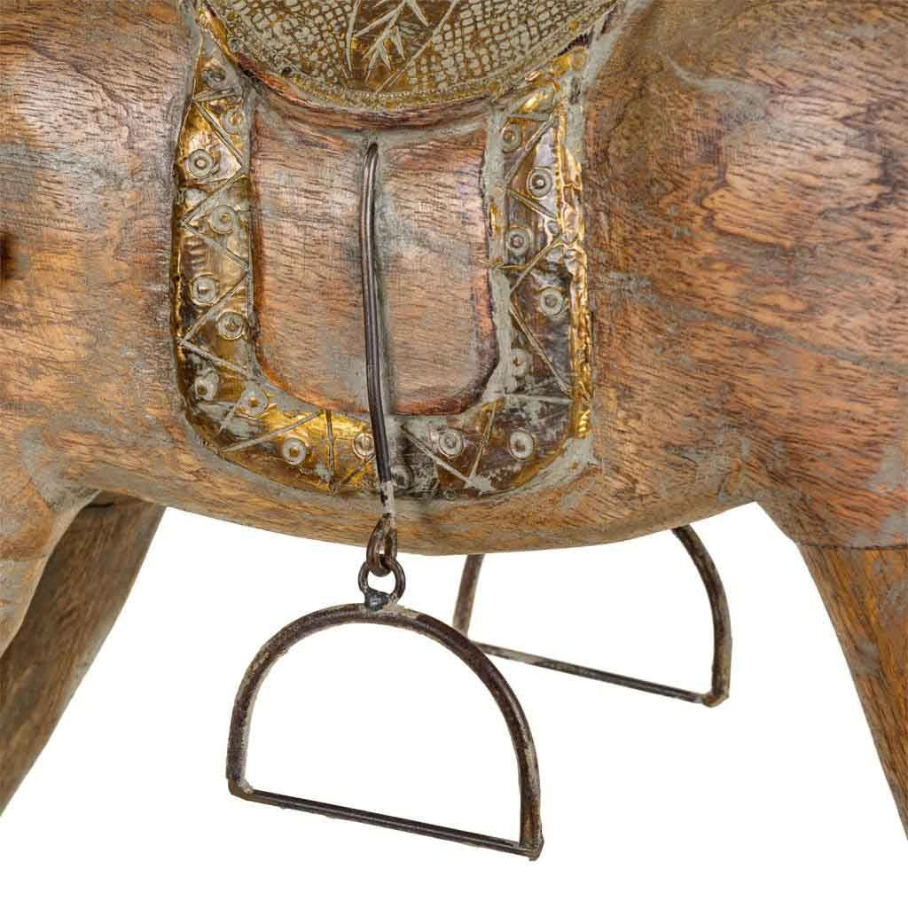 Cavallo a dondolo legno artigianale marrone 56x14x58h cm
