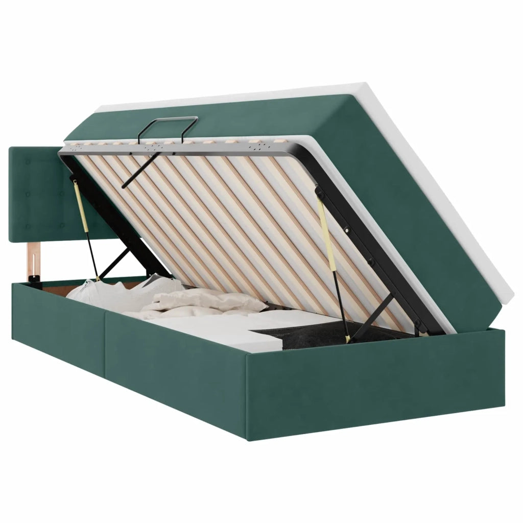 Letto con Contenitore Verde Scuro 90 x 200 cm Velluto 3370854