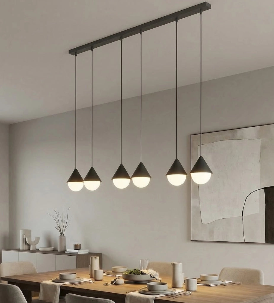 Lampada sospesa GIRO 6 luci G9 nero e bianco Emibig