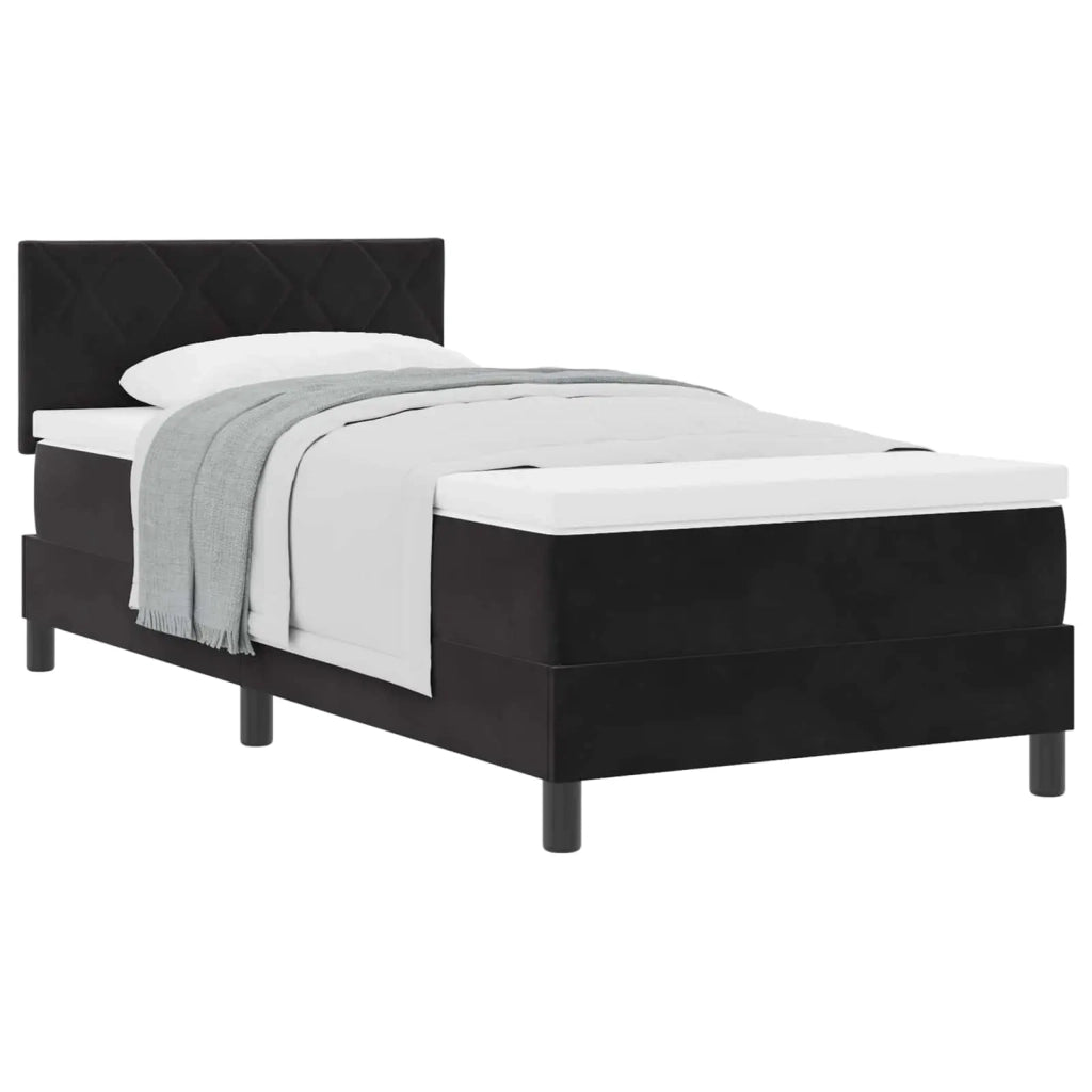 Letto a molle con materasso Nero 100 x 200 cm Velluto 3339220
