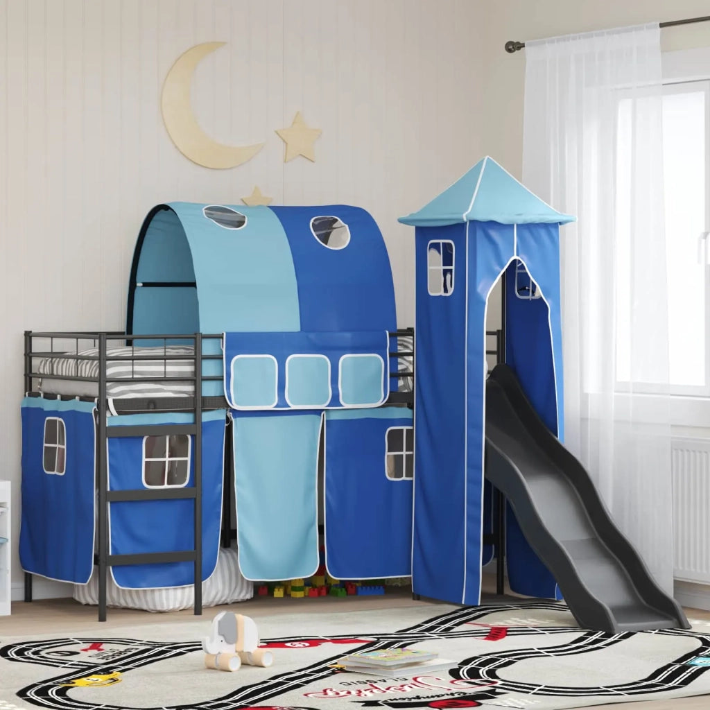 Struttura del letto loft per bambini Nero e Blu 99,5 x 190 cm