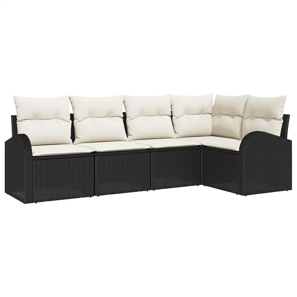 Set Divano da Giardino 5 pcs Nero e Bianco polyrattan 3354706