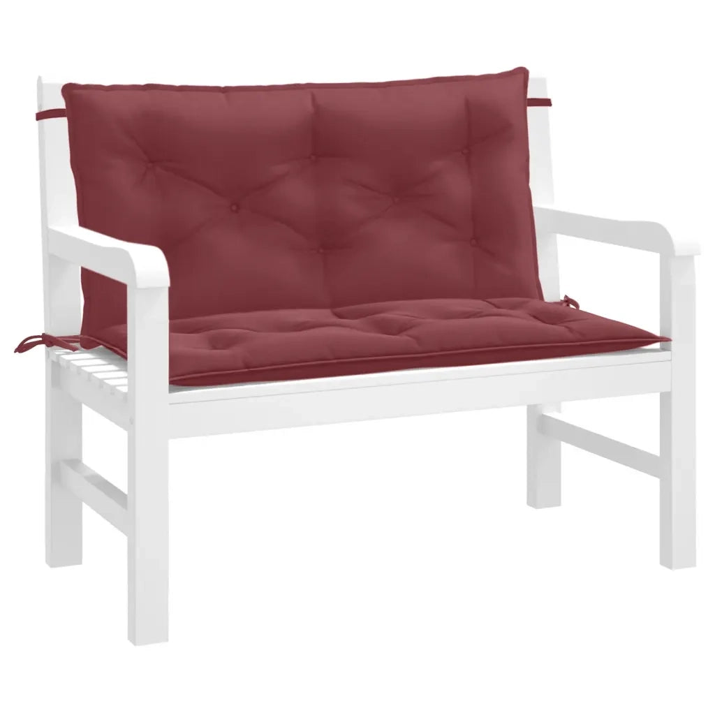 Cuscini Panca Giardino 2 pz-Set di 2 Cuscini per panchina da esterno Rosso Vino M¨¦lange 100x50x7cm