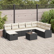 Set Divano da Giardino con cuscino 9 pcs Nero Poly Rattan 3360468