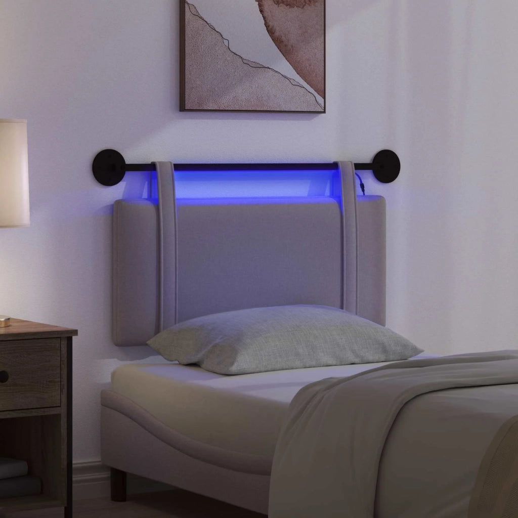 Testiera | Testata sospesa Con luce LED Tortora Tessuto