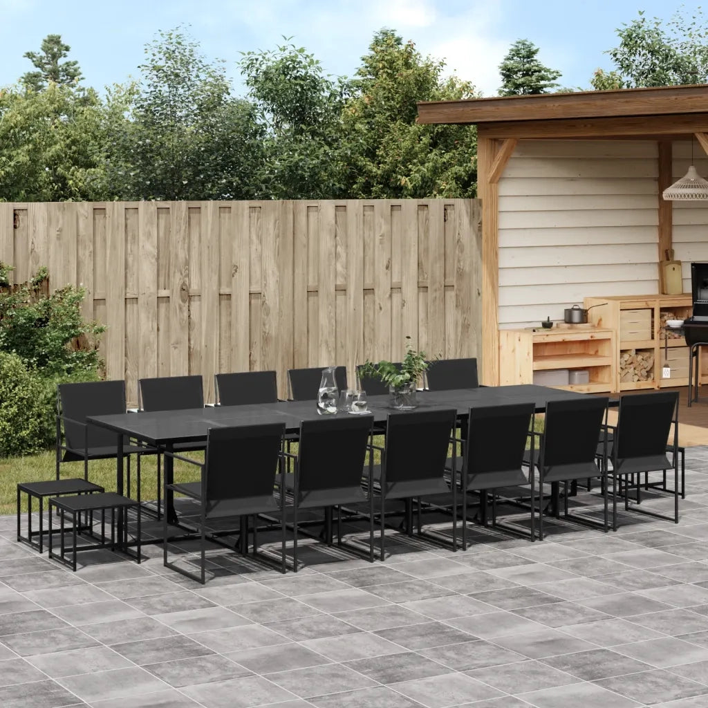 Set da Pranzo da Giardino 17 pz Nero in Textilene 3295132