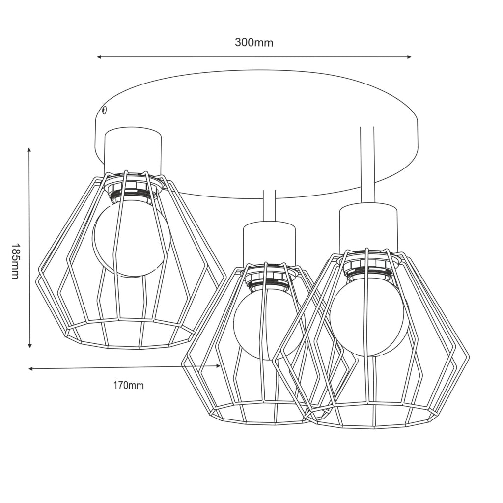 Lampada da soffitto Parkla industriale 3xE27 beige