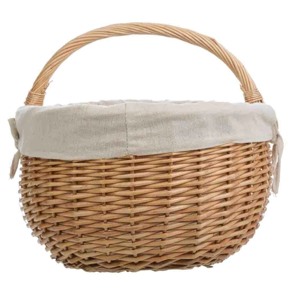 Set di 3 cestini in vimini marrone foderati