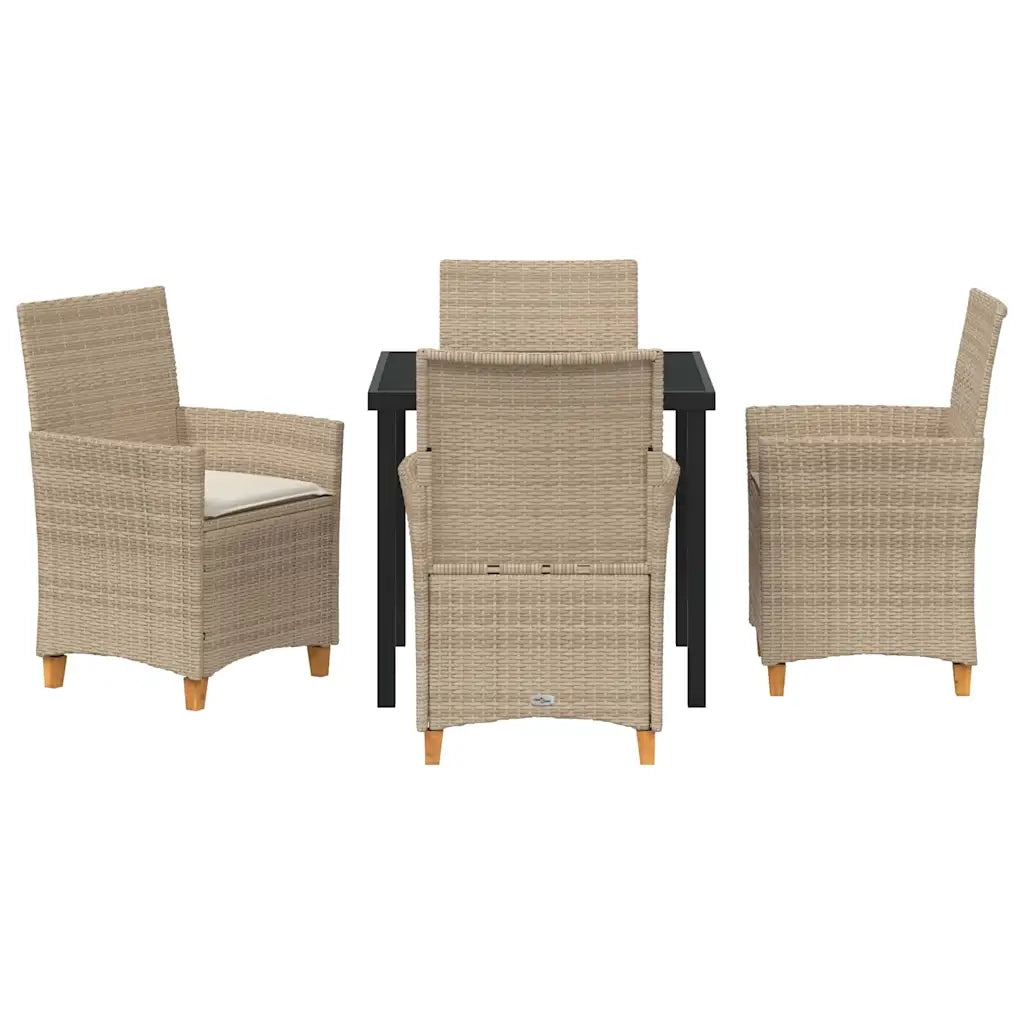 Set da Pranzo per Giardino 5 pcs Beige polyrattan