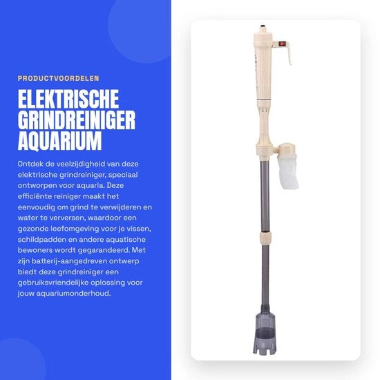 Pulitore elettrico per acquari - Kit di pulizia - Funziona con batterie - Sifone per riciclaggio dell'acqua - Apparecchio per pulire i sassi con abrasivo - Adatto per...