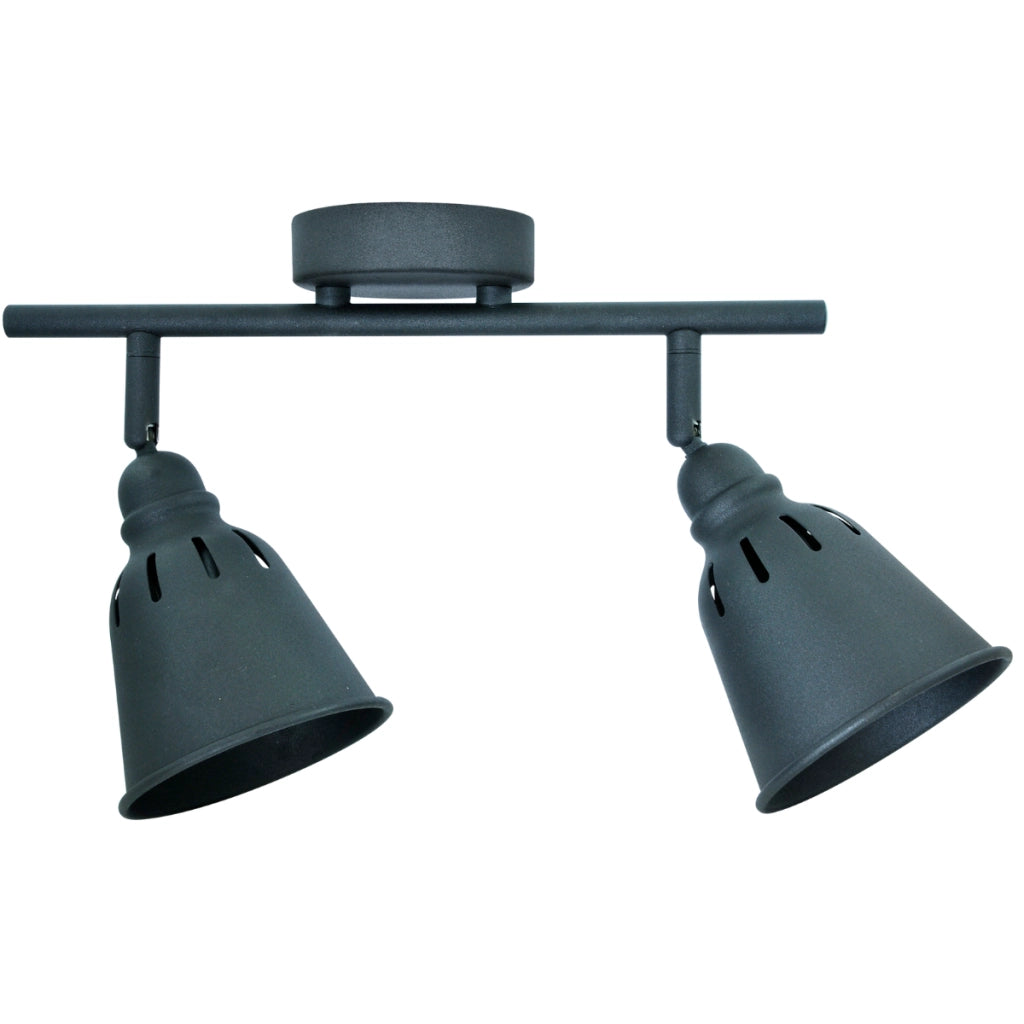 Lampada parete/soffitto orientabile 2 luci nera E14 Polux