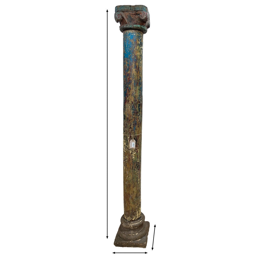 Set di 2 colonne in legno con finitura artigianale marrone 25x25x211h cm