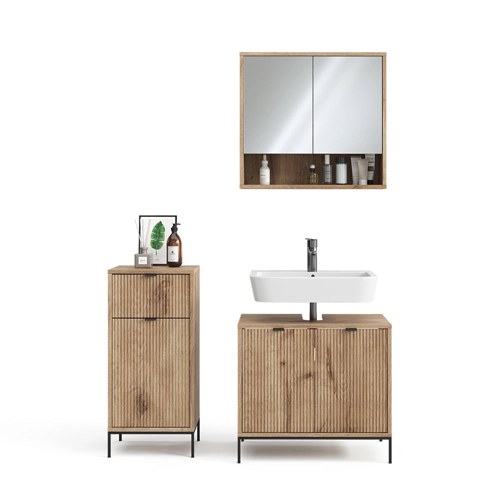 Vicco Set di mobili da bagno Quercia vichinga 3 pezzi, con cabinet midi