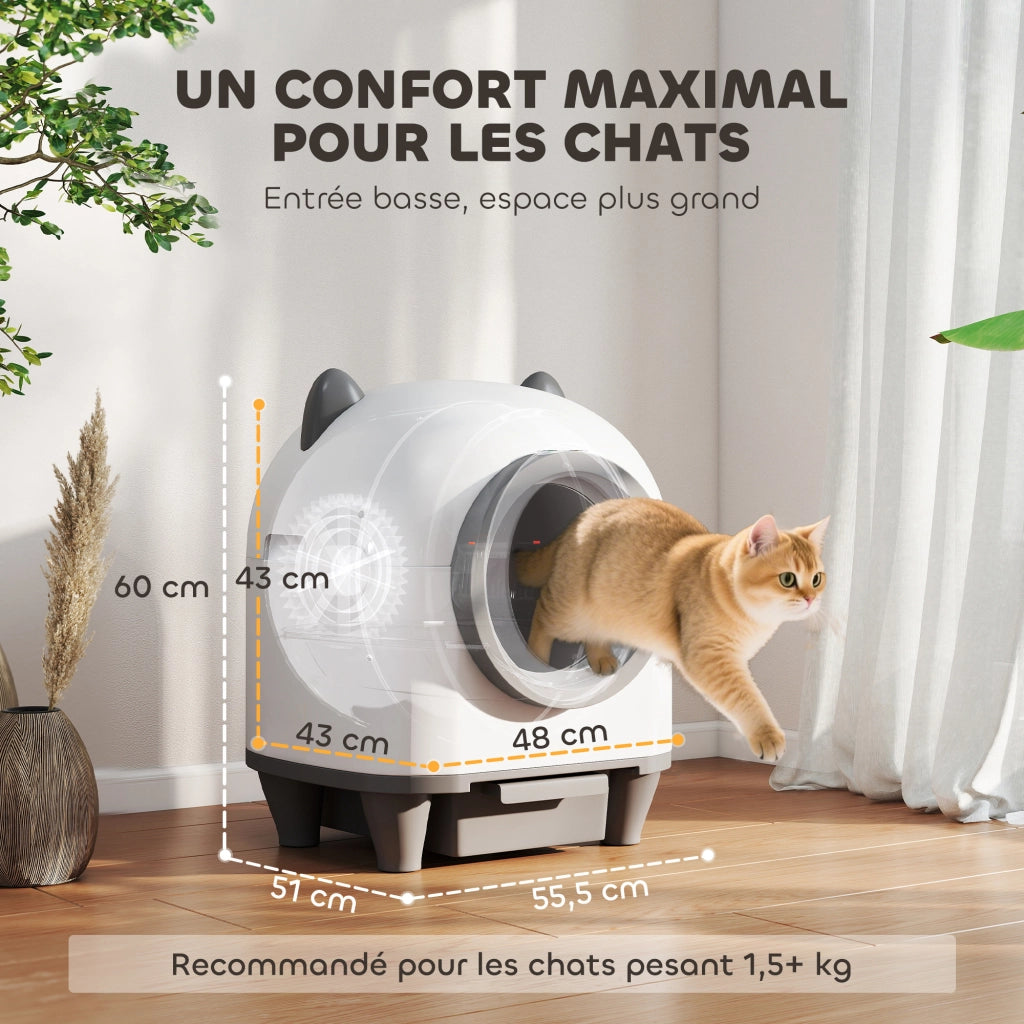 Cassettiera per Gatti Autopulente con App ¨C Minimal ¨C Bianco 55.5x51x60 cm