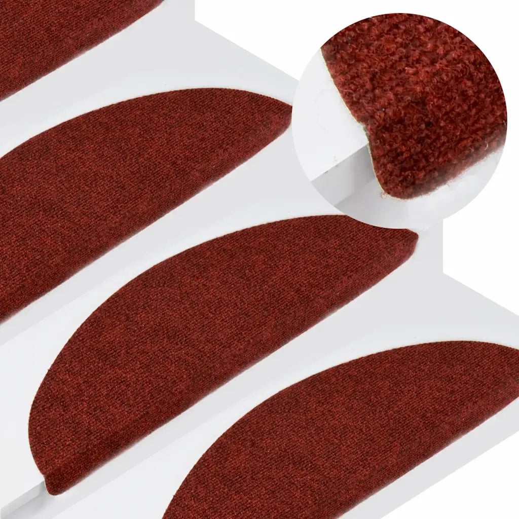 Tappetini per scale autoadesivi 10 pz | Gradini per Scale 56x17x3 cm Bordeaux Rosso Semicircolari