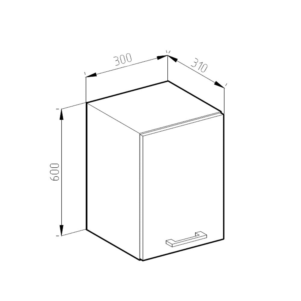Vicco Pensile da cucina Quercia dorata 30 cm Forma a J