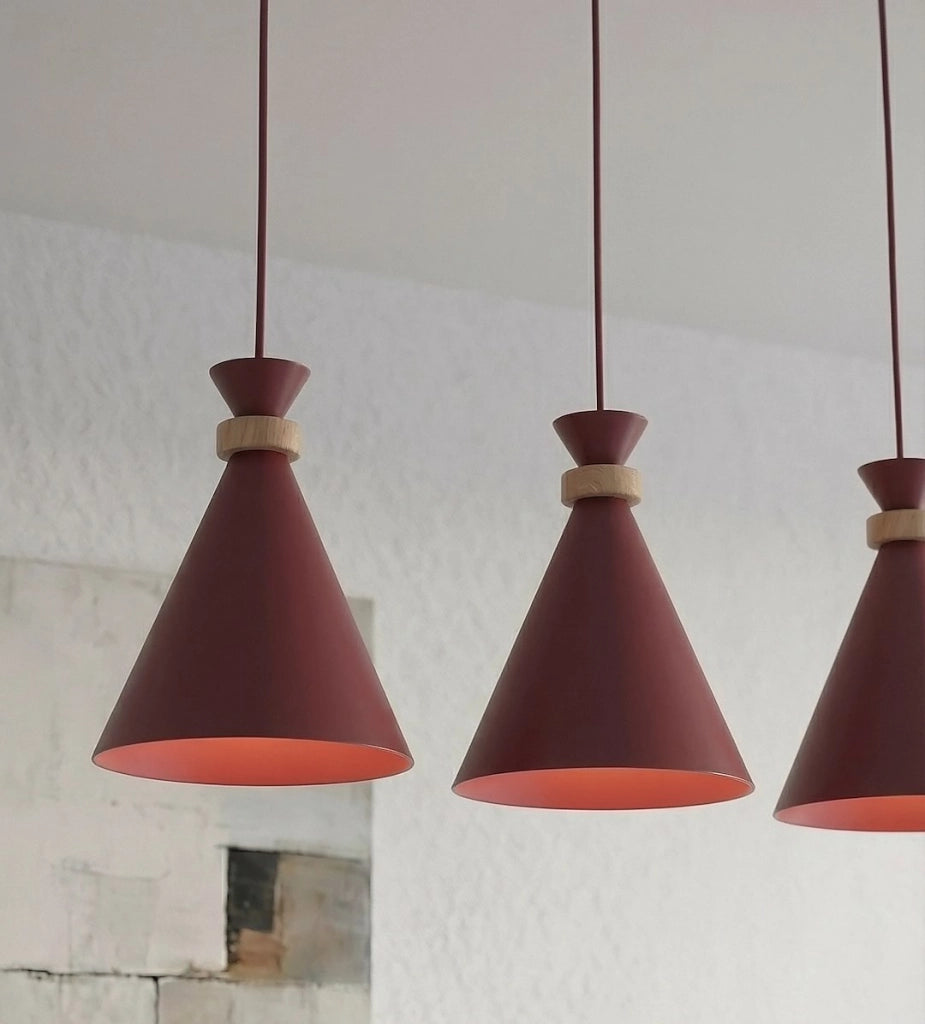 Lampada sospesa ZERO 3xE27 borgogna legno Emibig