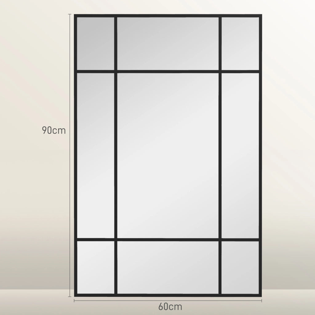 Specchio da Parete con Montaggio Verticale e Orizzontale ¨C Minimal ¨C 90x60 cm Nero