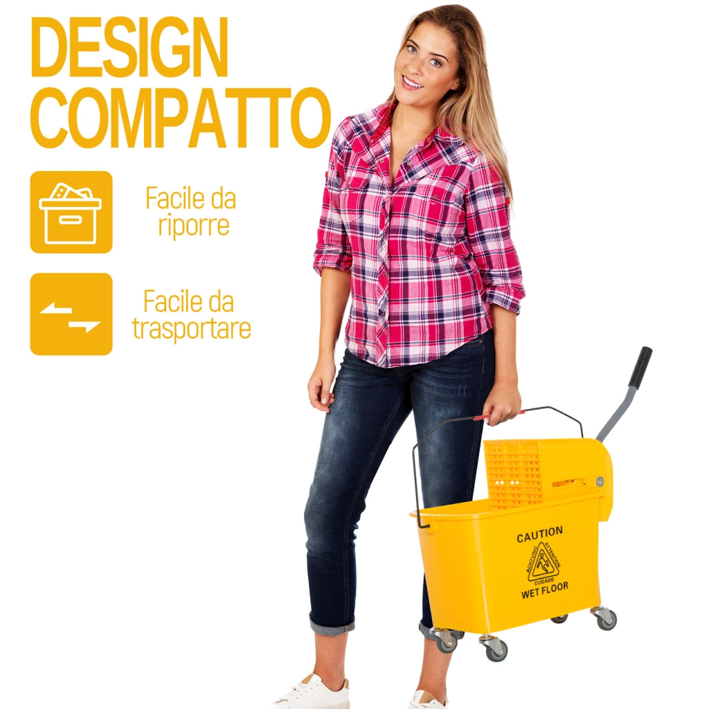 Carrello Lavapavimenti Professionale con Secchio ¨C Minimal ¨C Giallo 60x27x70.5 cm