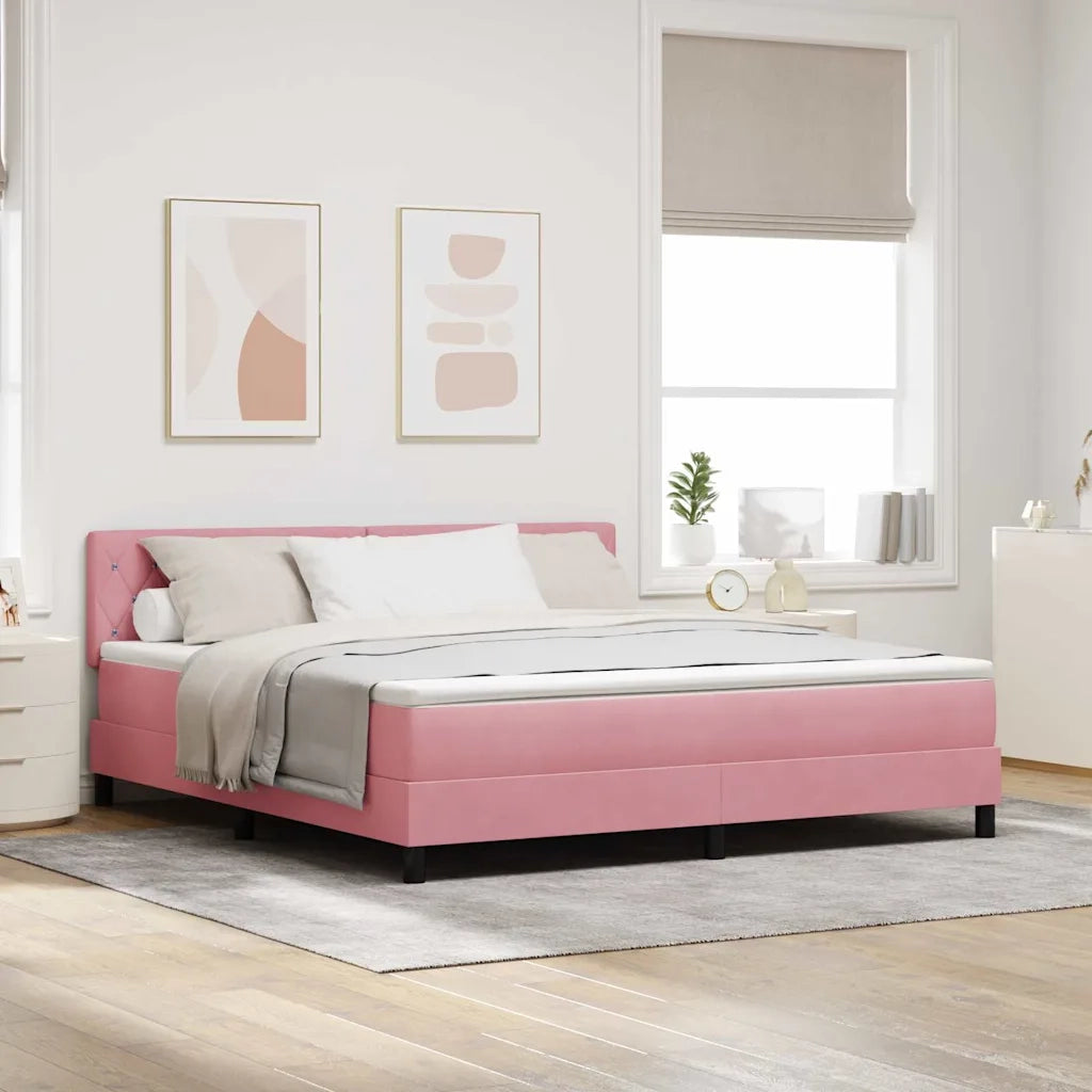 Letto a Sorgente LED con materasso Rosa 180 x 200 cm Velluto 3342607