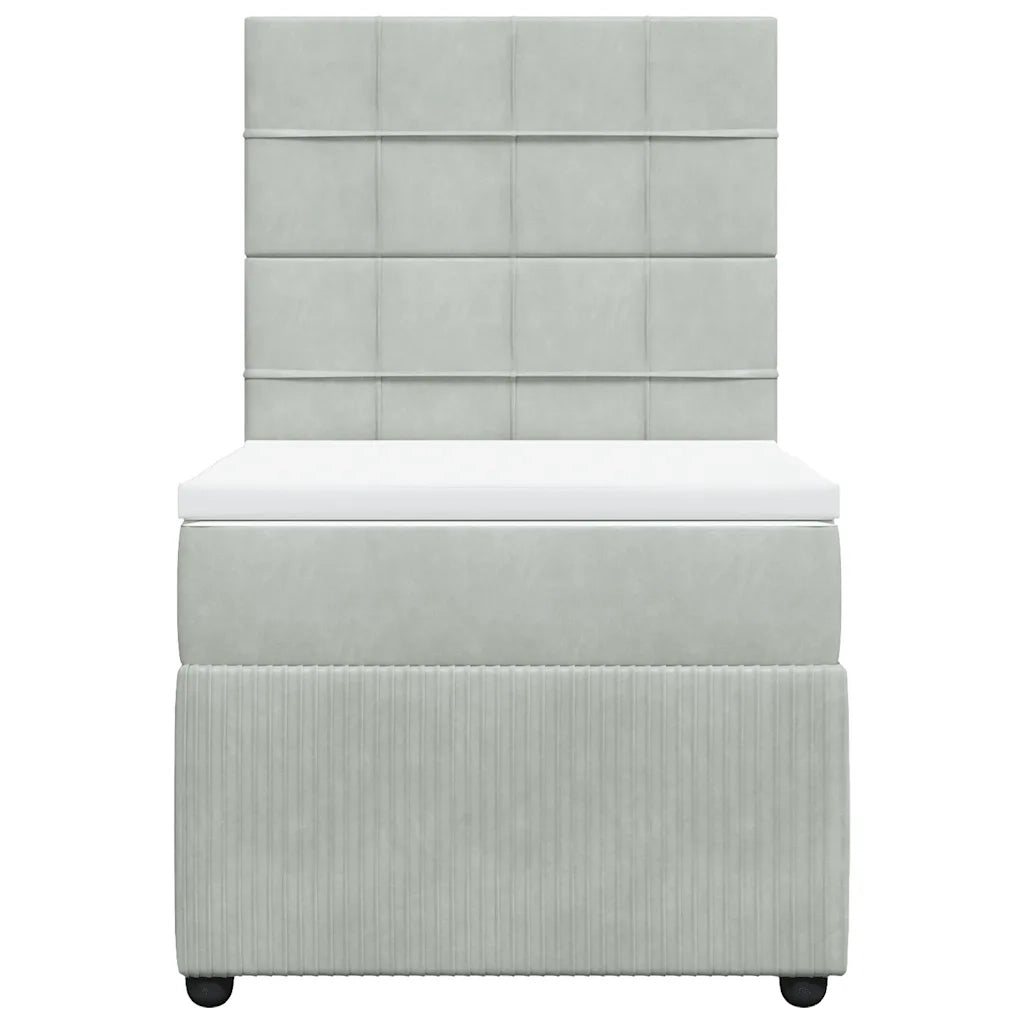 Giroletto a Molle con Materasso Grigio Chiaro 90x200 cm Velluto 3292238