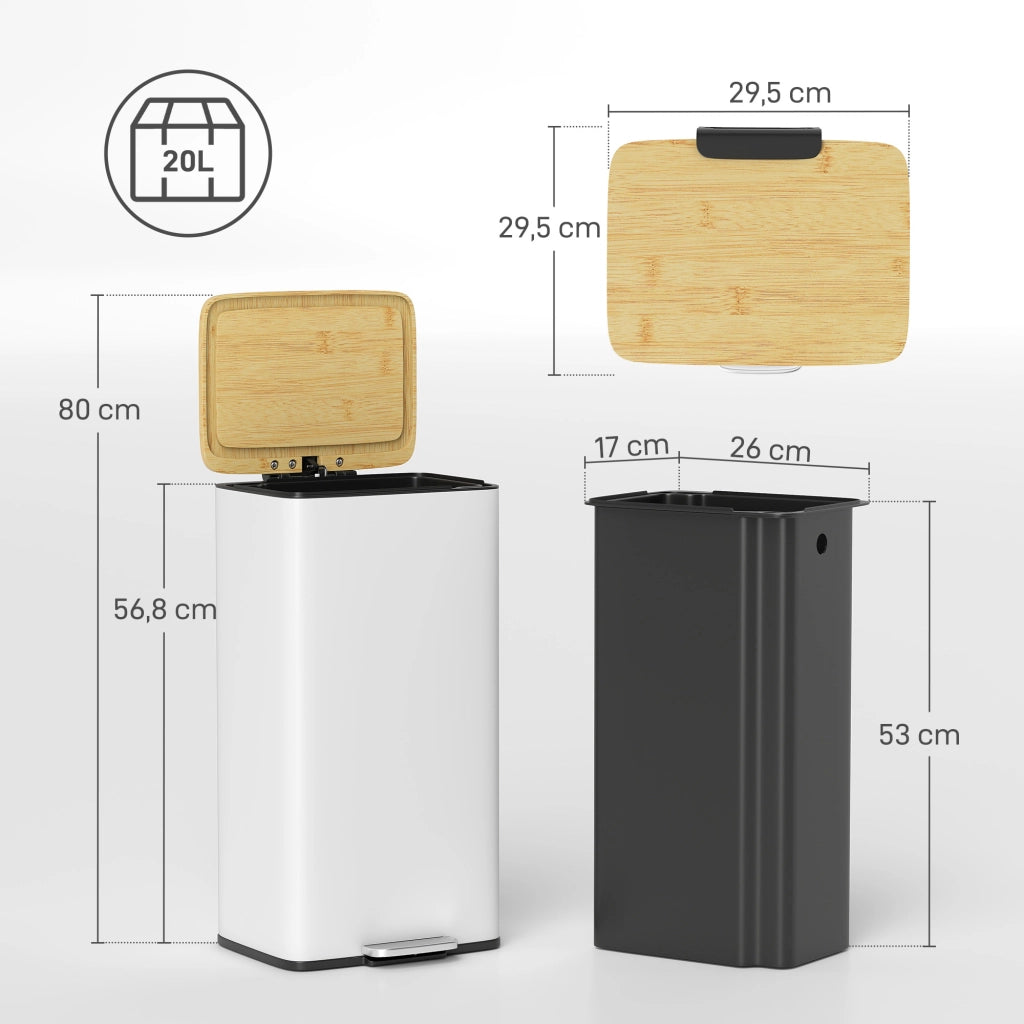 Cestino per Rifiuti 20L con Pedale ¨C Xylo ¨C Bianco