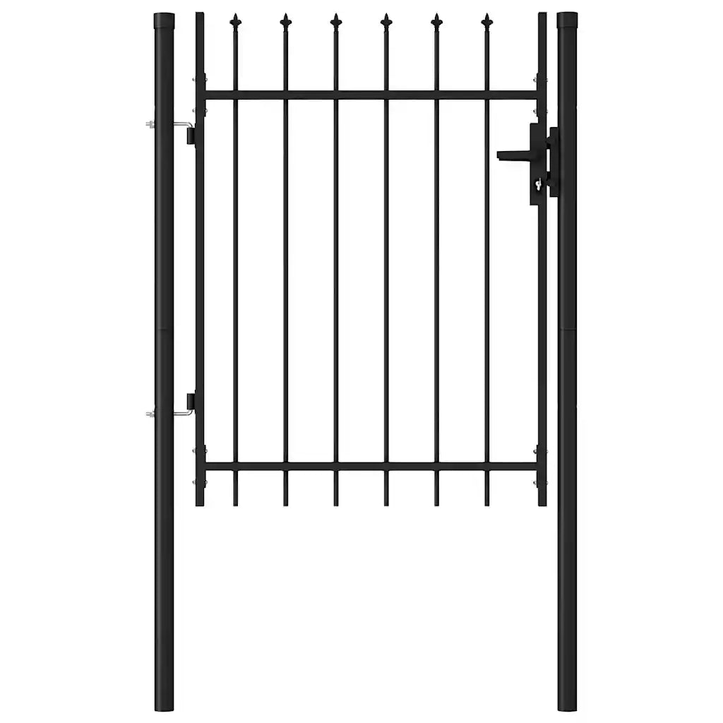 Cancello per recinzione Boxtel porta singola con punta in acciaio 1x1,2 m Nero 146033