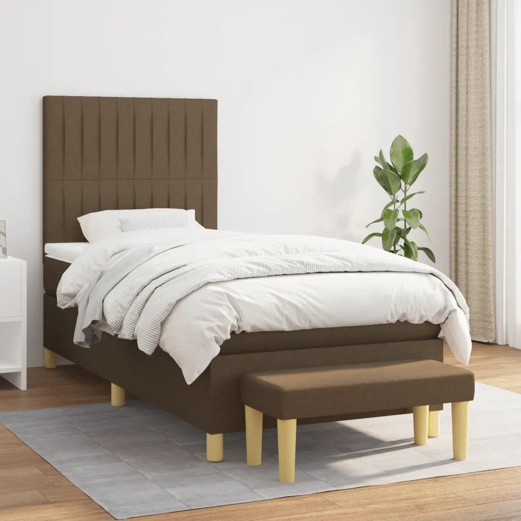 Giroletto a Molle con Materasso Marrone Scuro 80x200 cm Tessuto 3137272