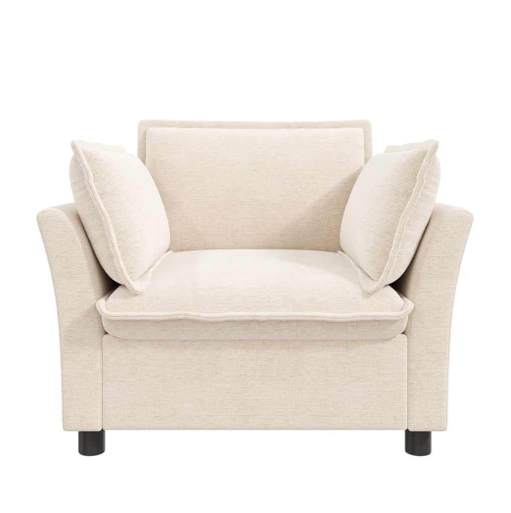Sessel singolo con braccioli; 90x81x87 cm; in chenille beige