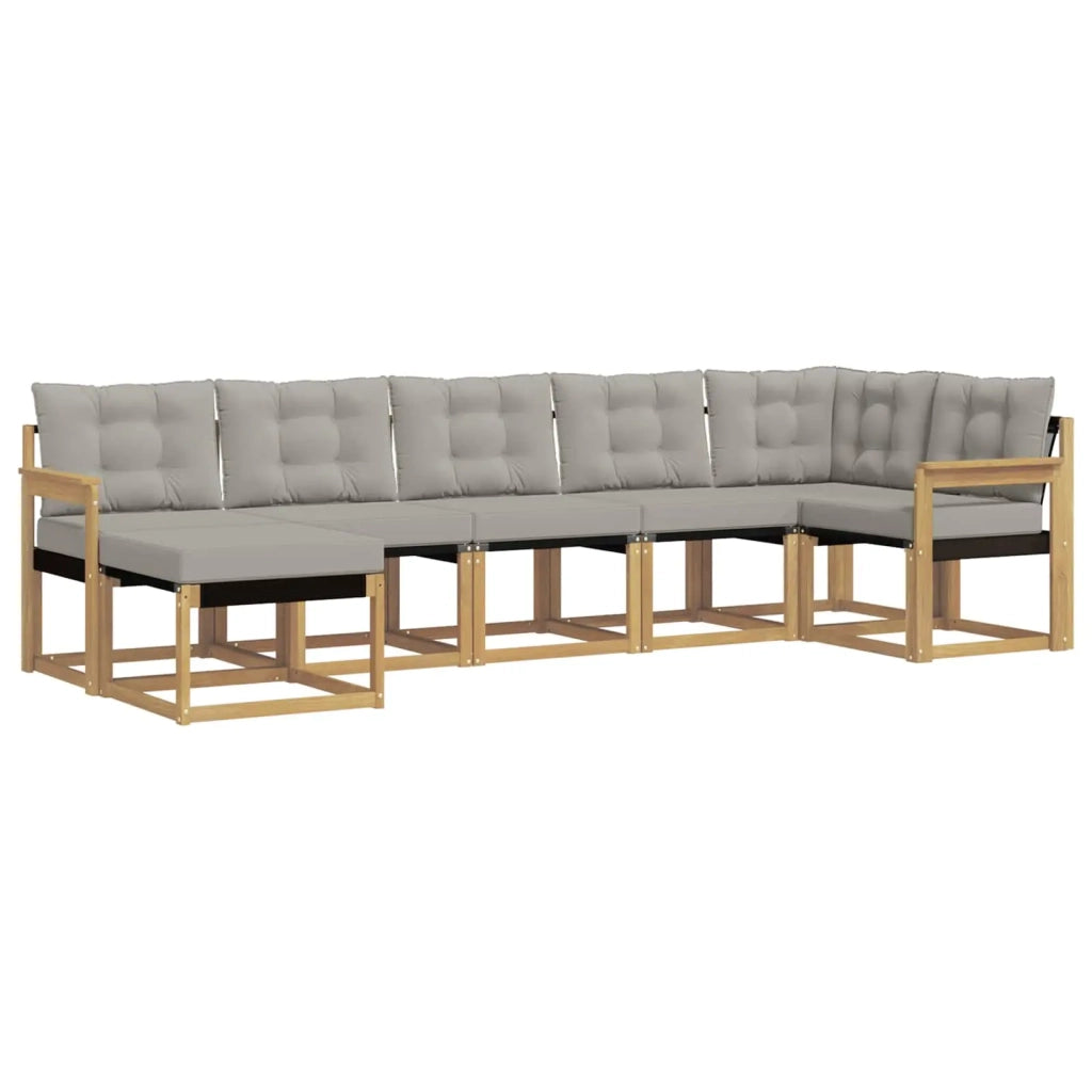 Set di divani da esterno 7 pcs Bianco e Grigio Chiaro 3389685