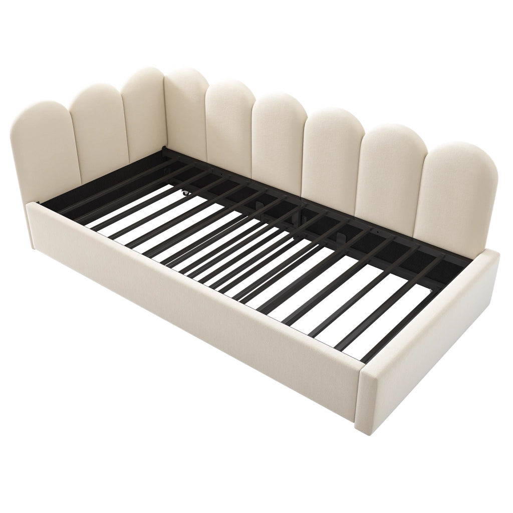 Letto Imbottito con Ausziehbett ¨C MINIMAL ¨C Velluto Beige 90x200 cm