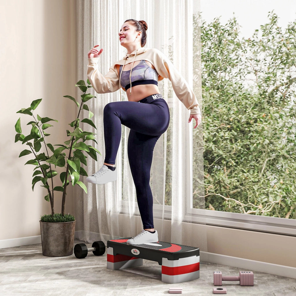 Stepper Fitness Aerobica ¨C Xylo ¨C Altezza Regolabile Antiscivolo 80x31x20cm Nero Grigio