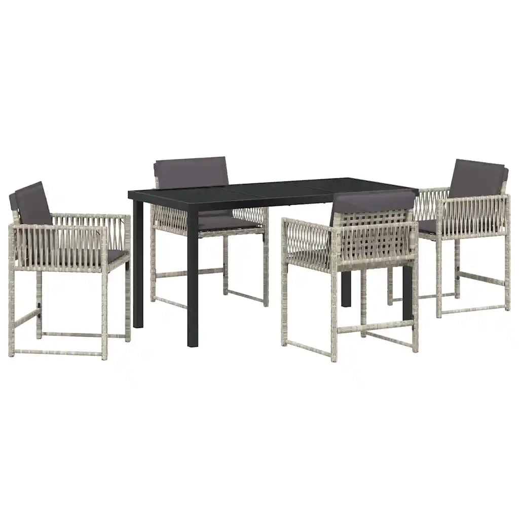 Set da Pranzo per Giardino 5 pcs Grigio chiaro polyrattan