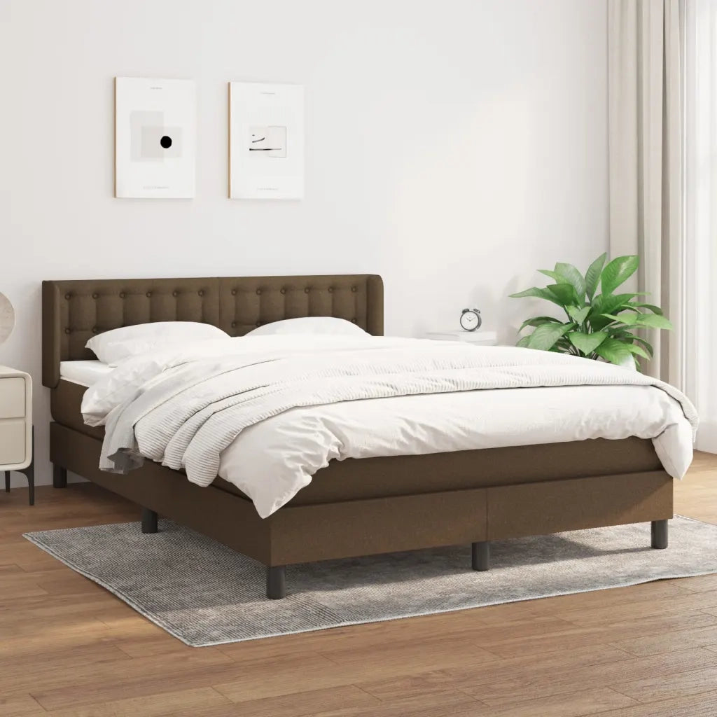 Giroletto a Molle con Materasso Marrone Scuro 140x200cm Tessuto 3130036