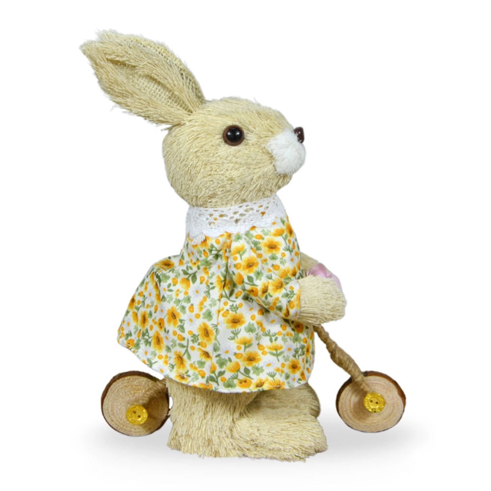 Coppia Coniglietti Decorativi con Bicicletta h 24 cm