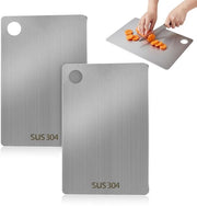 Piastra di taglio doppia faccia in acciaio inossidabile - Set da 2 - Facile da pulire e igienico - 24 x 15 cm - Resistente ai graffi - Piastra da cucina
