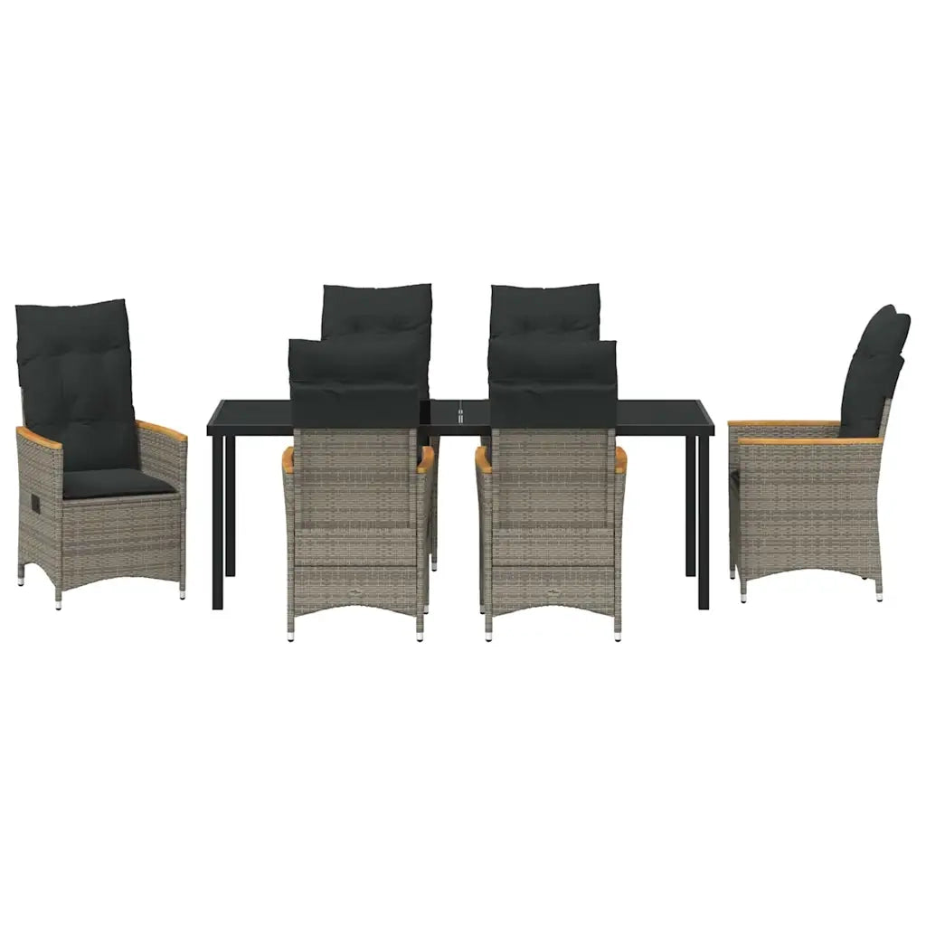 Set da Pranzo per Giardino con cuscino 7 pcs Grigio polyrattan 3379623