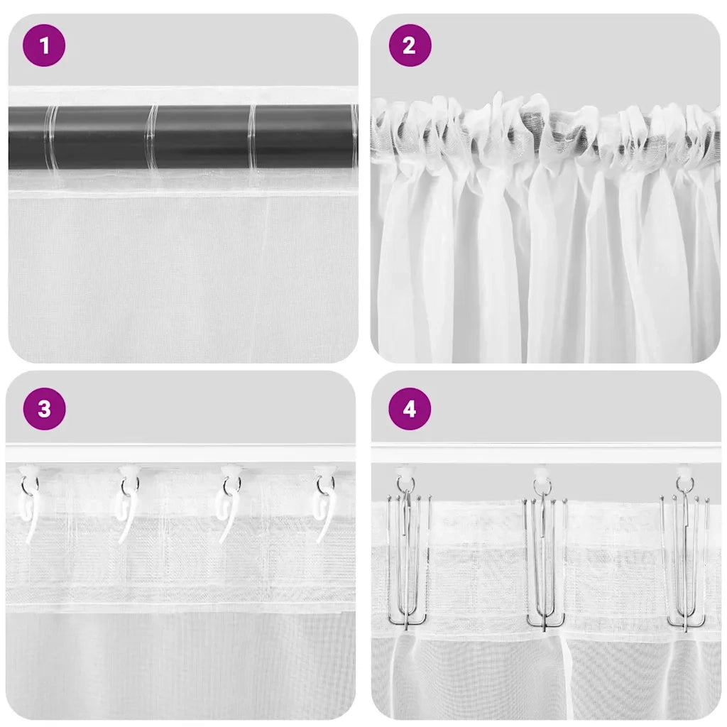 Tende in Voile con Tasche per Aste 2 pz Grigio Chiaro 4102206