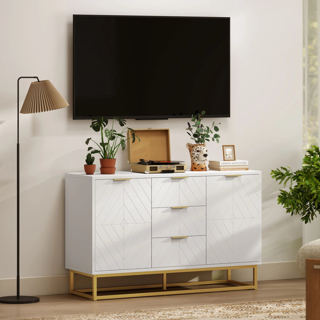 Buffet ¨C zephmum ¨C bianco metallo dorato 120x40x76 cm