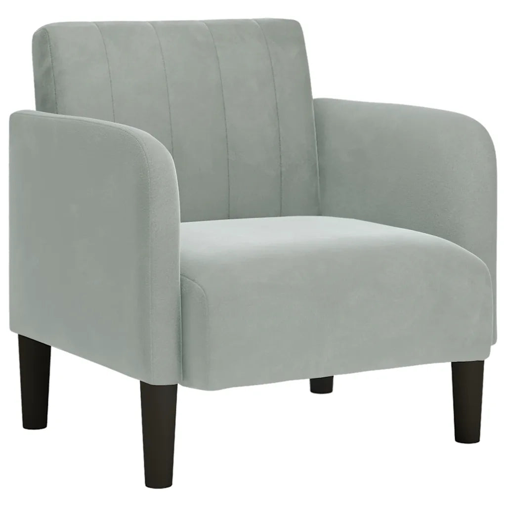 Divano Sedia con Braccioli-Poltrona-Sofa Relax Grigio Chiaro 54 cm in Velluto