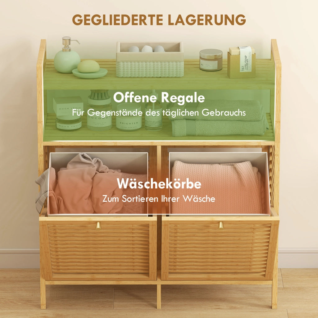 Mobile da bagno con cesti ¨C Minimal ¨C legno di bamb¨´ bianco crema