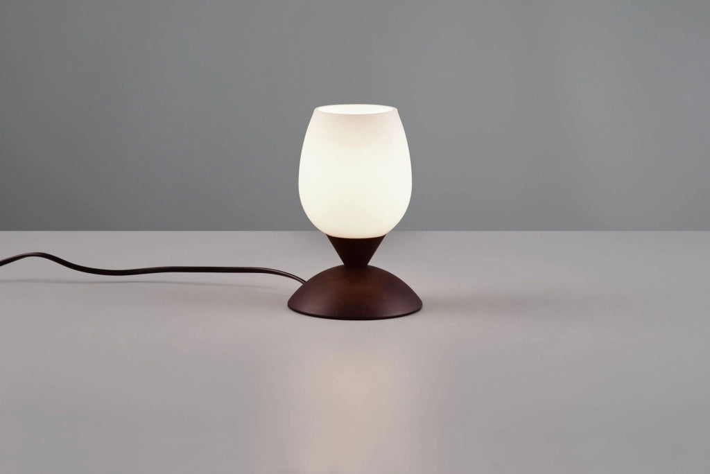 CUP II LAMPADA MARRONE E VETRO CALICE SATINATO H.18CM 1 LUCE ATTACCO E14