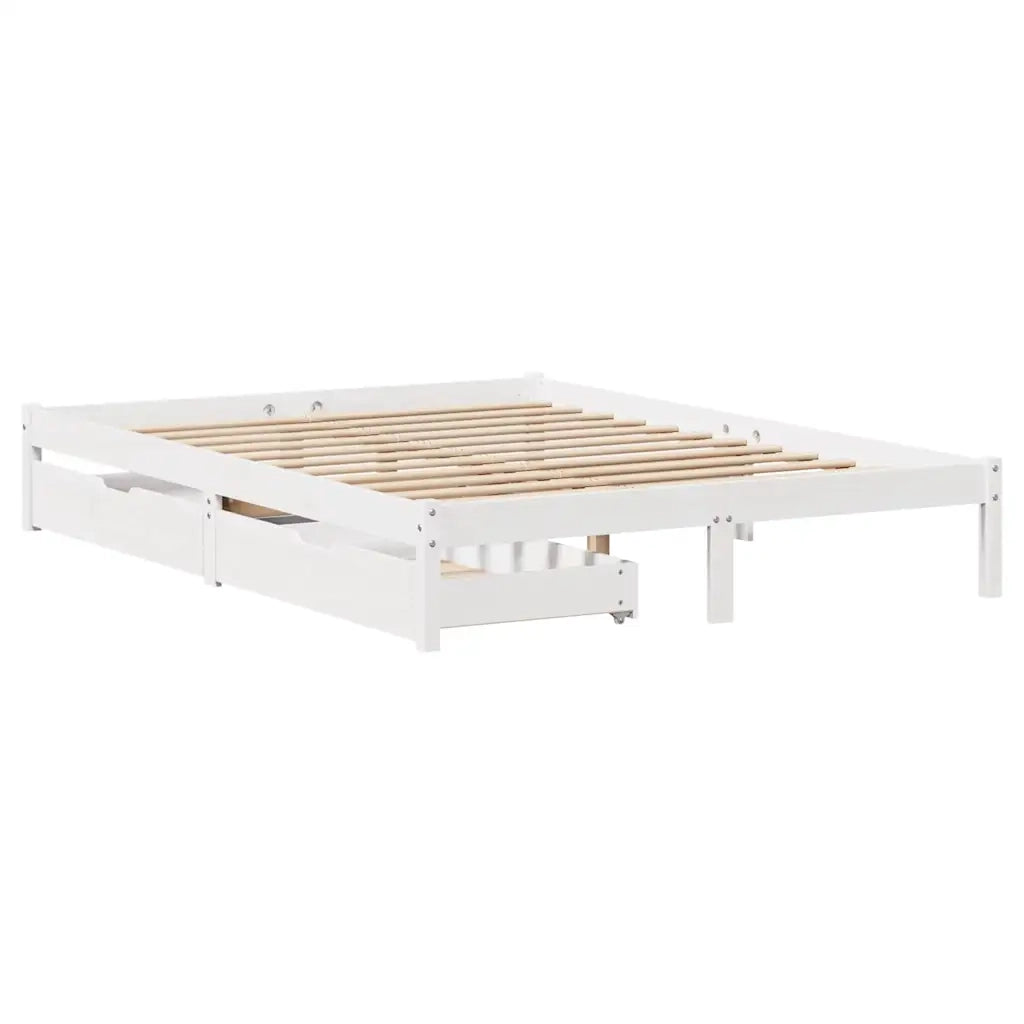 Letto senza Materasso-Struttura Letto Bianco 160x200 cm Legno Massello di Pino 517040