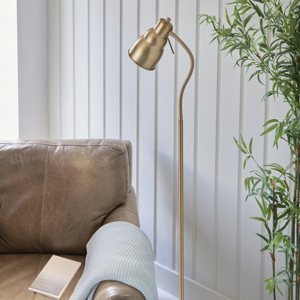 Lampada terra industrial ottone braccio flex GU10 Endon