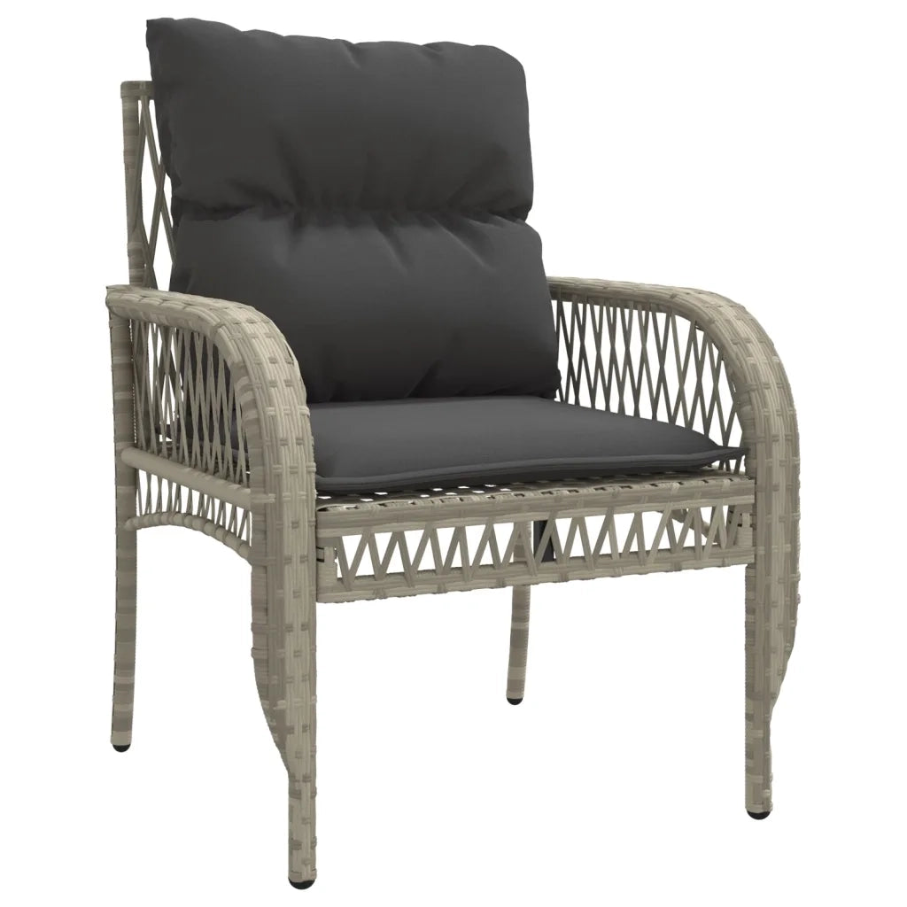 Set Divano da Giardino 4pz | Set Salotto da Giardino con Cuscini Grigio Chiaro Polyrattan