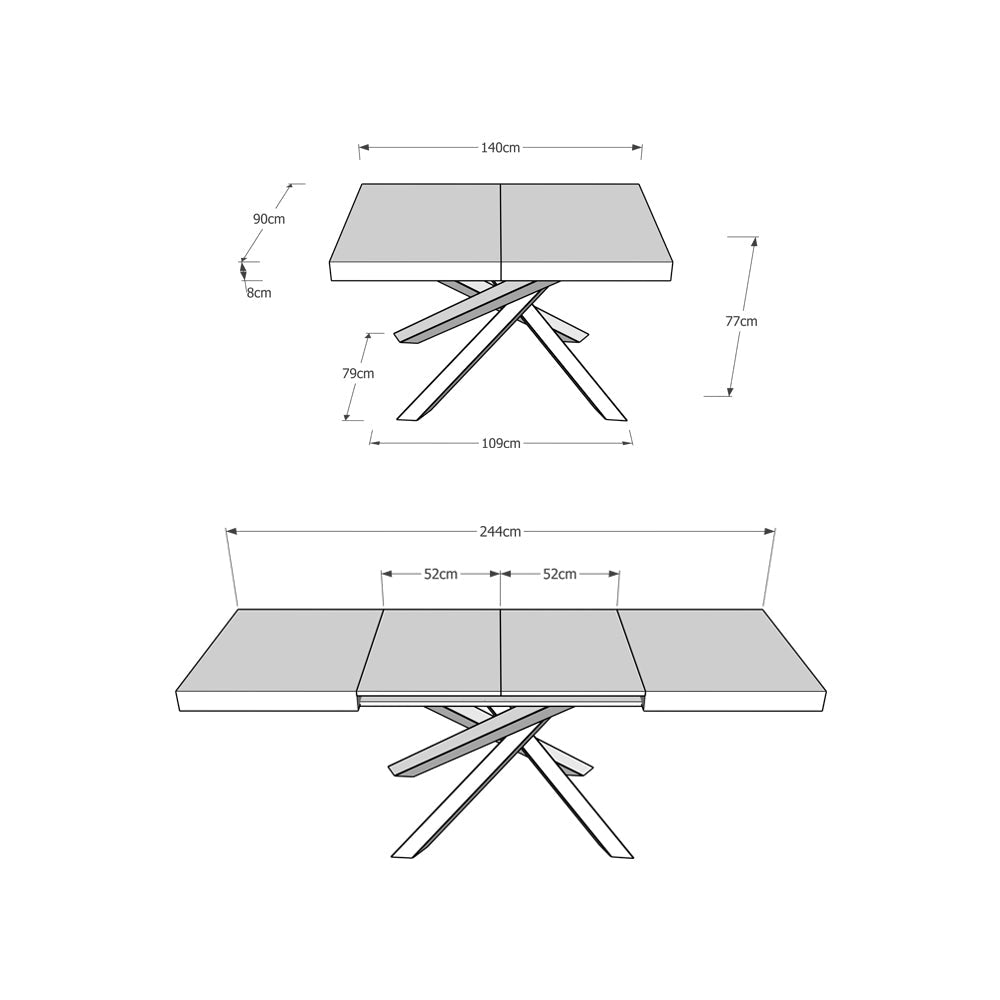 Tavolo Allungabile 140-244x90x77 cm Volantis Noce